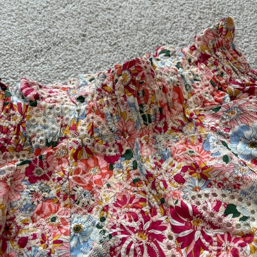 Solitaire Embroidered Shorts Womens M Pink Colorful Eyelet Lace Spring Floral - Picture 2 of 7